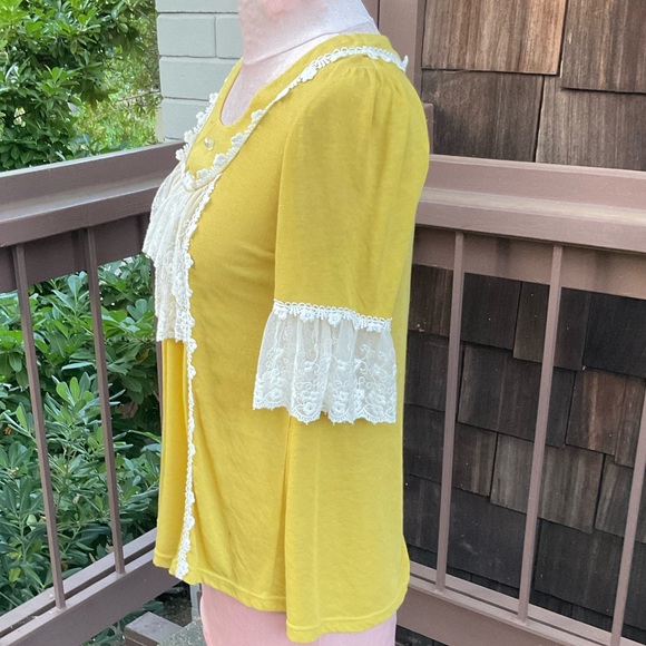 Beauty Ballet design gold cotton stretch victorian poet cream lace ruffles Med. - Picture 3 of 14